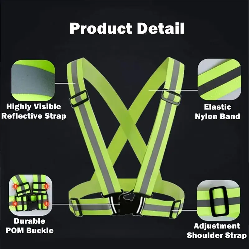 Adjustable Lightweight Elastic Reflective Vest for Outdoor Night Walking Biking Garden Gear Waterproof Running Safety Vests