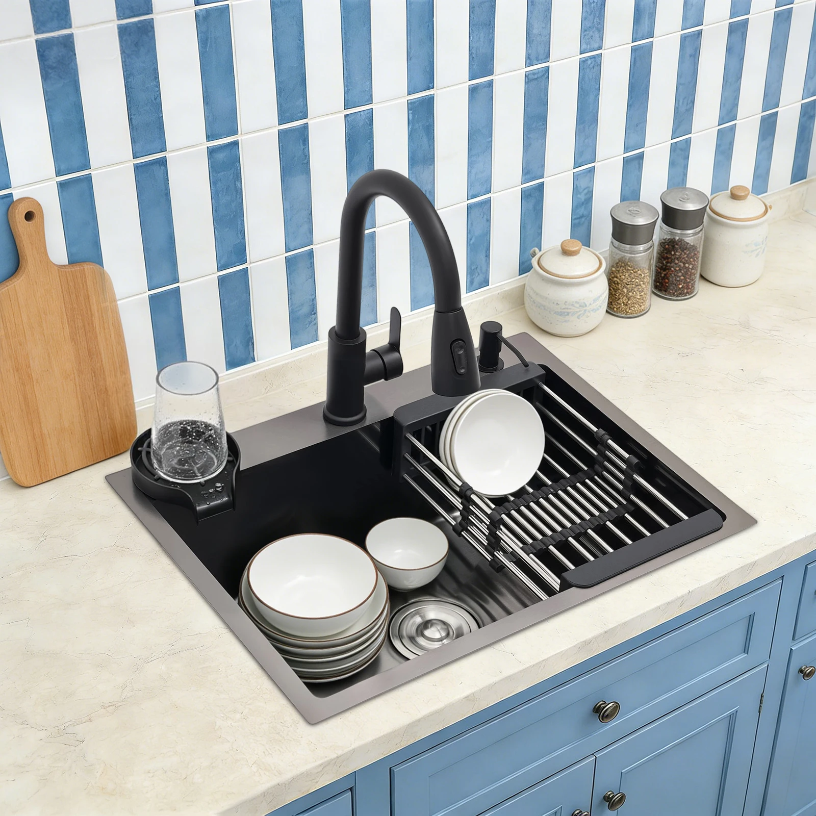 Fregadero Comercial de Acero Inoxidable Independiente con Grifo, para Cocinas, Baños, Granjas y Patios Traseros