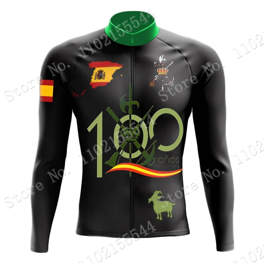 100 Years of Legion Spanish Winter Cycling Jersey Set 2023 Thermal Fleece Clothing Suit Long Sleeve MTB Bike Road Pants Bib Ropa