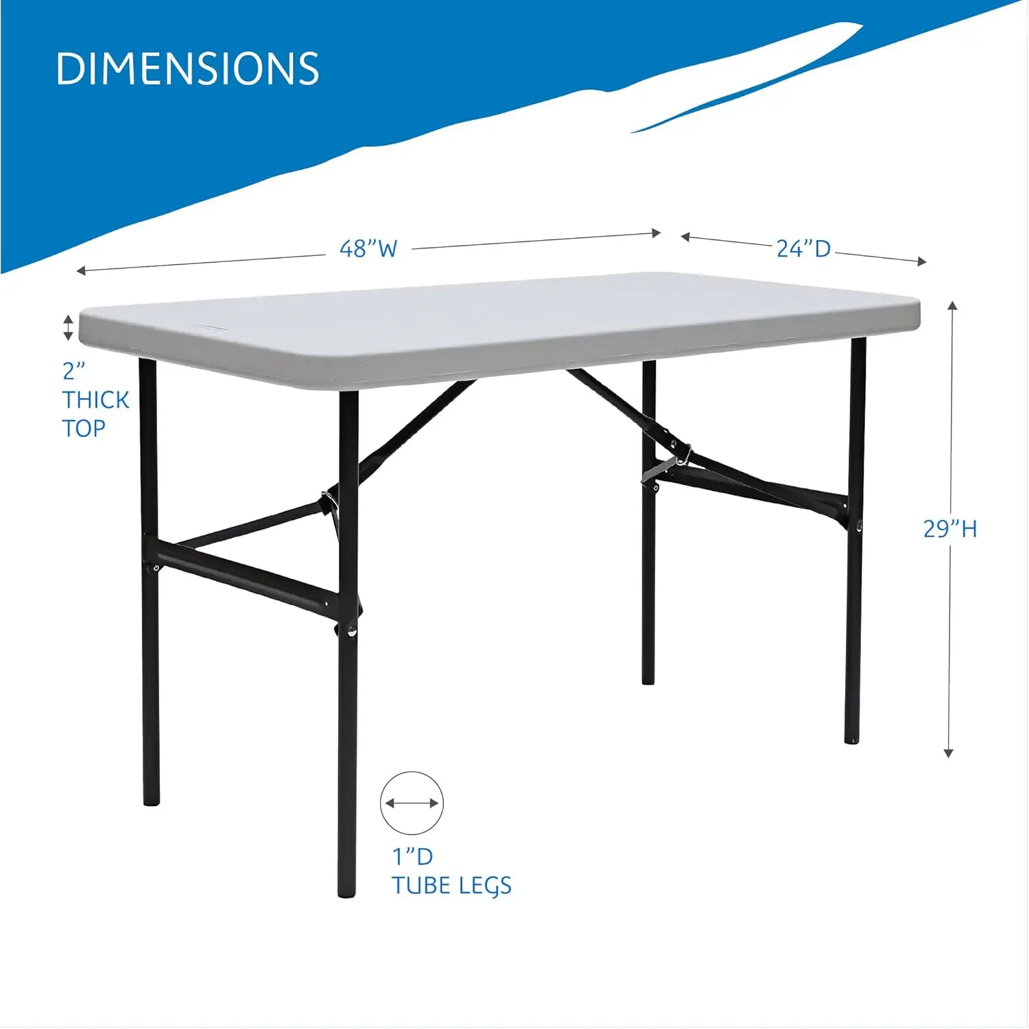 Iceberg IndestrucTable Commercial Folding Table, Indoor or Outdoor, Platinum, 750 lbs. Weight Capacity, 24” W x 48” L