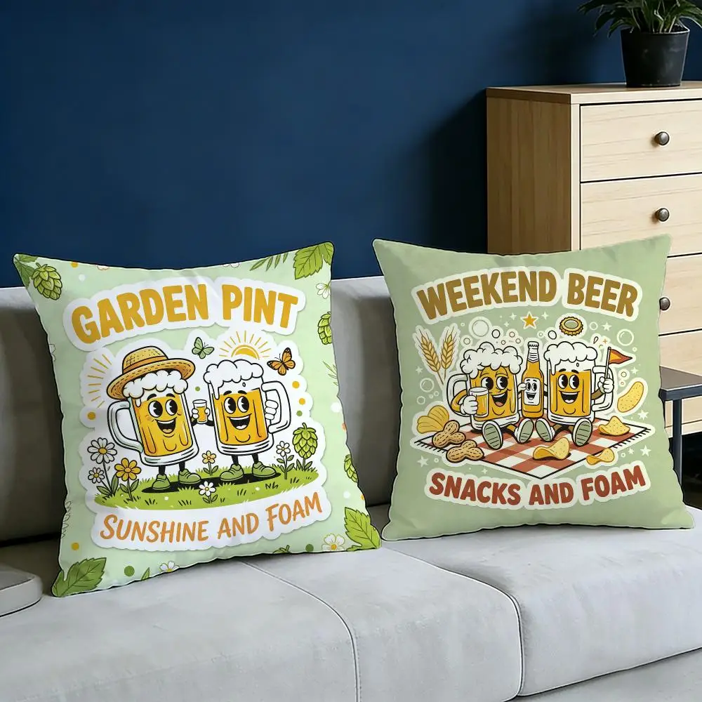 Beer Buddies Cushion Cover Soft Pillow Cases for Home Bedroom Living Room Sofa