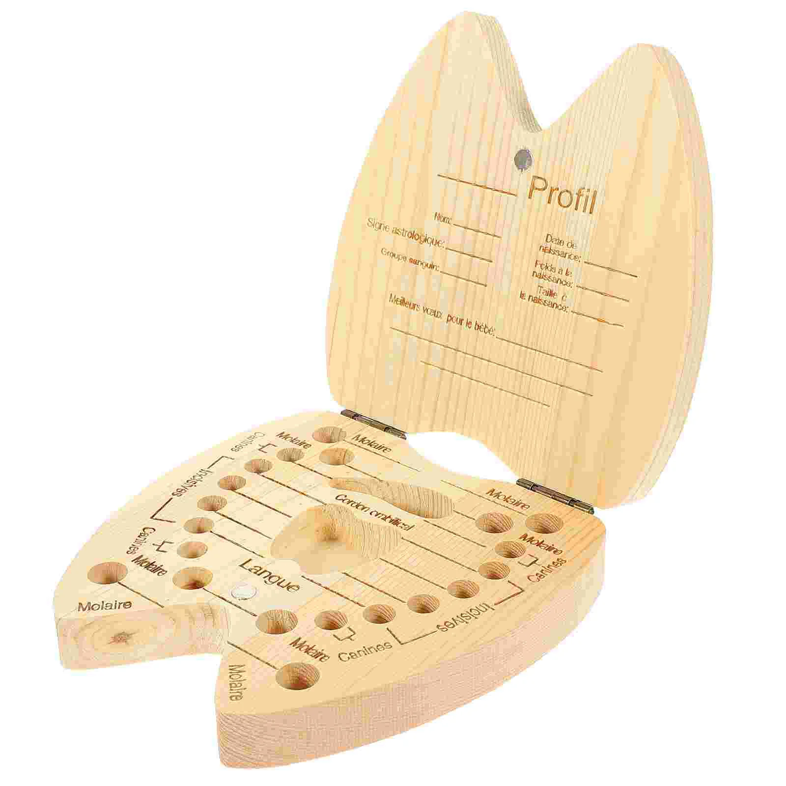 French Children's Baby Teeth Preservation Box Holder Tooth Container Kids Dental Tray Wooden Keepsake Organizer Memory