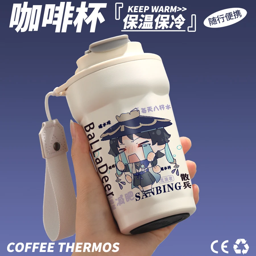 Anime Genshin Impact Cosplay Portable Thermos Insulated Mug Cartoon Heat Preservation Water Glass Coffee Cup Birthday Xmas Gift