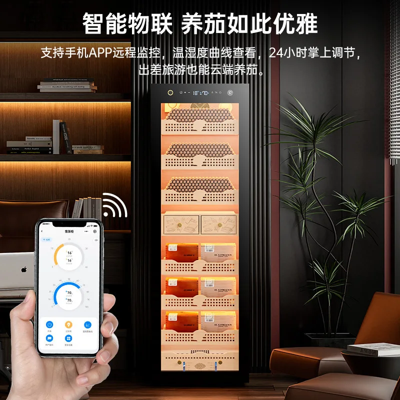 Cigar cabinet Cedar wood liner Constant temperature and humidity cabinet Household frequency conversion wine cabinet