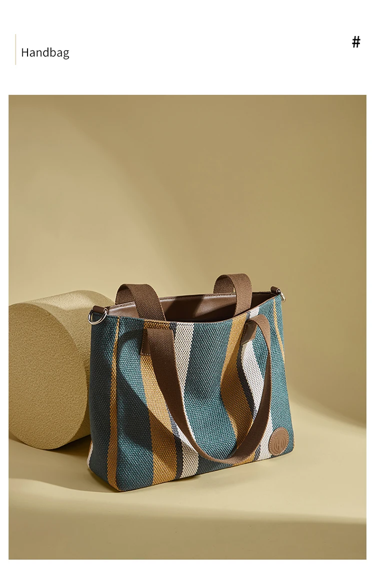 FOXER Stoff-Umhängetasche für Damen, lässige Handtasche mit großem Fassungsvermögen, modische, leichte Einkaufstasche, Geldbörse – Detail 1