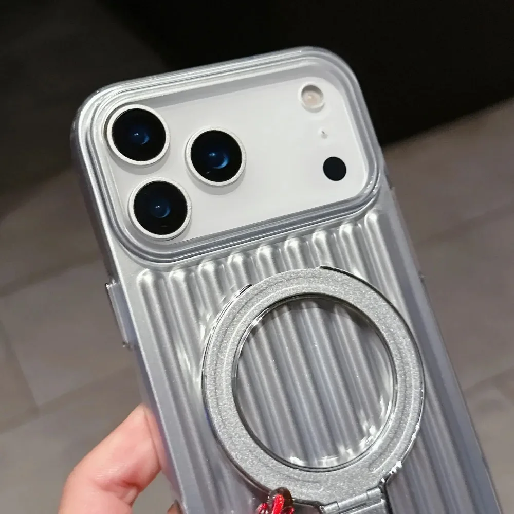 3D波形ストライプ柄 マグネット充電対応 iPhone 17Air 16 15 14 Plus 13 12 11 Pro Max用 耐衝撃バックカバー