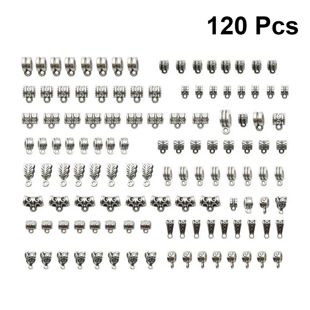 

120Pcs Tibetan Silver Alloy Pendants Spacer Beads Mixed DIY Jewelry Making Craft Supplies for Necklace Bracelet Decorative