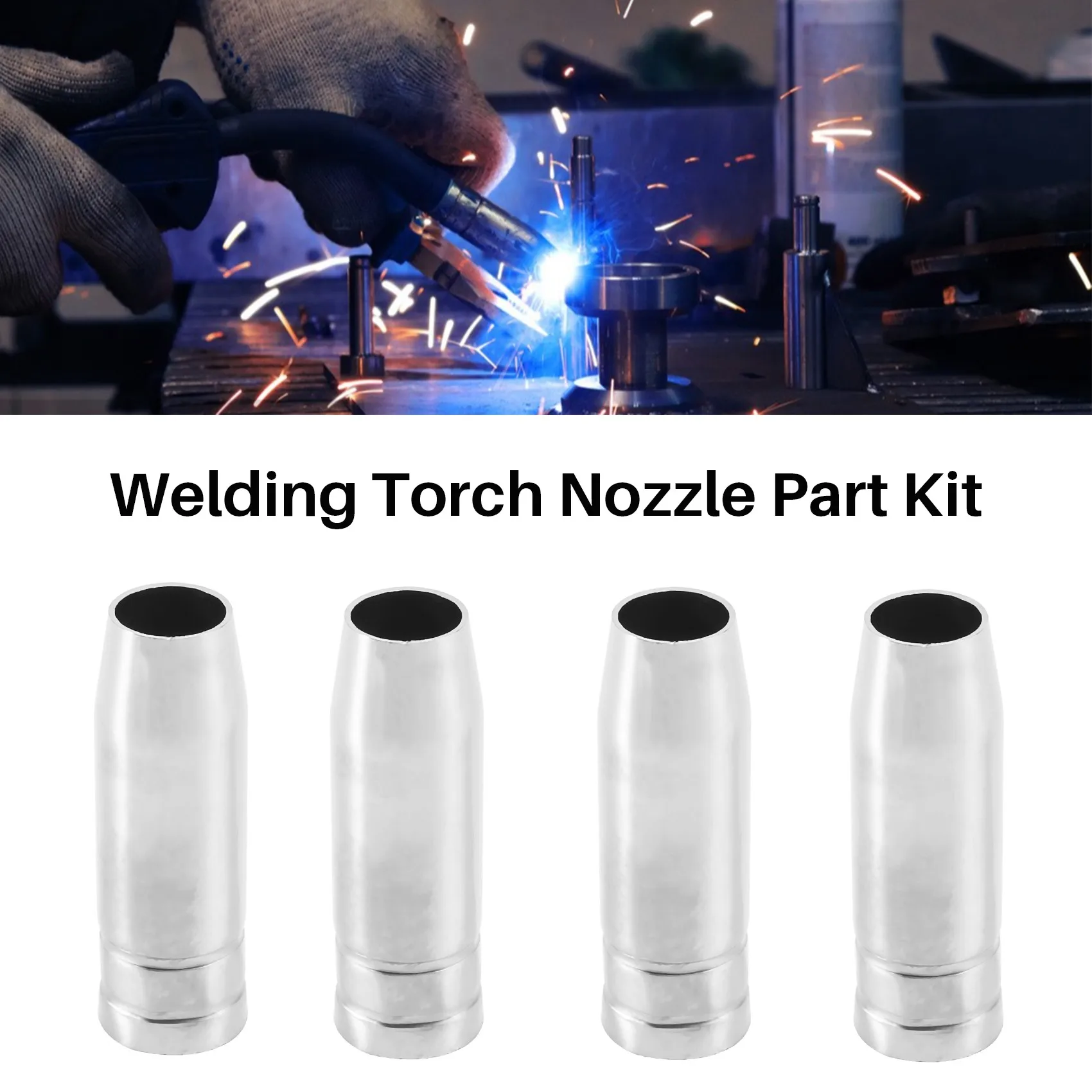 19Pcs Welding Torch Nozzle Part Kit Conical Nozzle Sleeve Rod Tool Set for Binzel 15Ak Welder Accessories