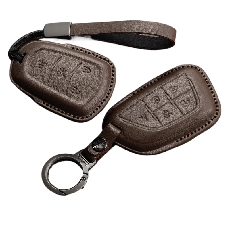 

Genuine Cowhide Leather Key Fob Cover for Cadillac XT5/CT5/XT4/XT6/CT6/XTS/CT4/GT4, Premium Soft Leather KeyCase with Keychain