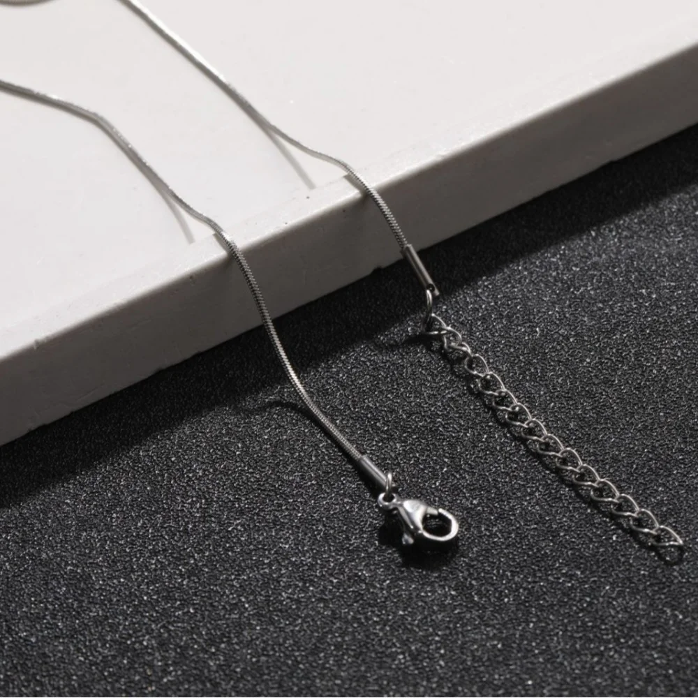 Hip-Hop Herren Edelstahl-Kettenhalskette, Einfache Silberfarbene Quadratische Schlangenkette, Modische Damen-Schmuck-Accessoires – Detail 2