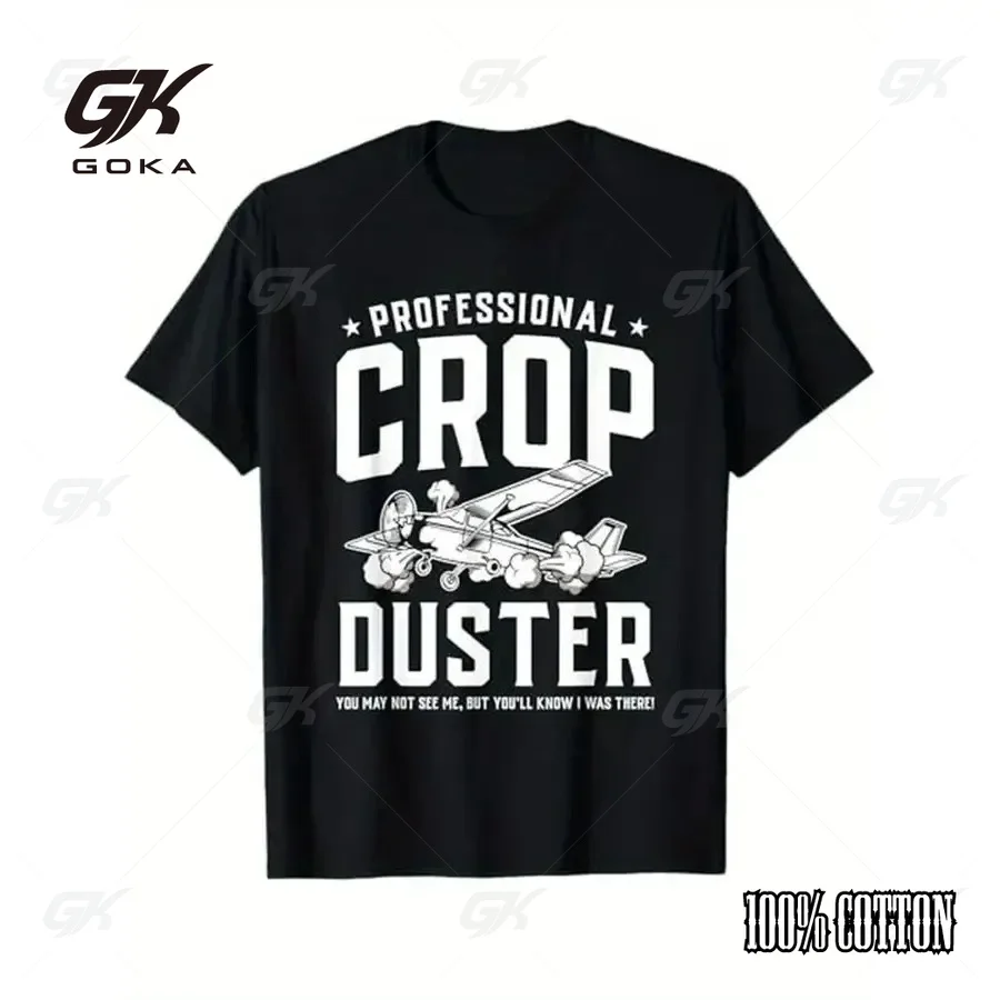 Professional Crop Duster T-Shirt Funny Agricultural Pilot Airplane Graphic  Hipster Unisex ClothesCasual Short Sleeve Black Tops