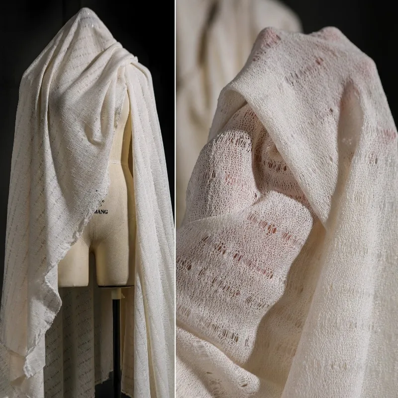 Vintage Fine Knit Fabric Lightweight  Artistic Textured Material Premium Fabric for Designer T-shirts Base Layers Blouses