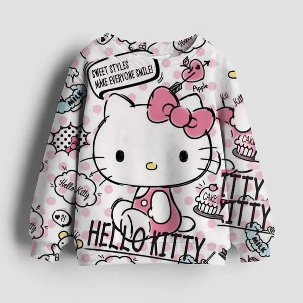 Sudadera con capucha Kawaii de Hello Kitty, ropa para niños, ropa para niñas, ropa de moda para bebés, sudadera Kuromi de otoño, Tops para niños