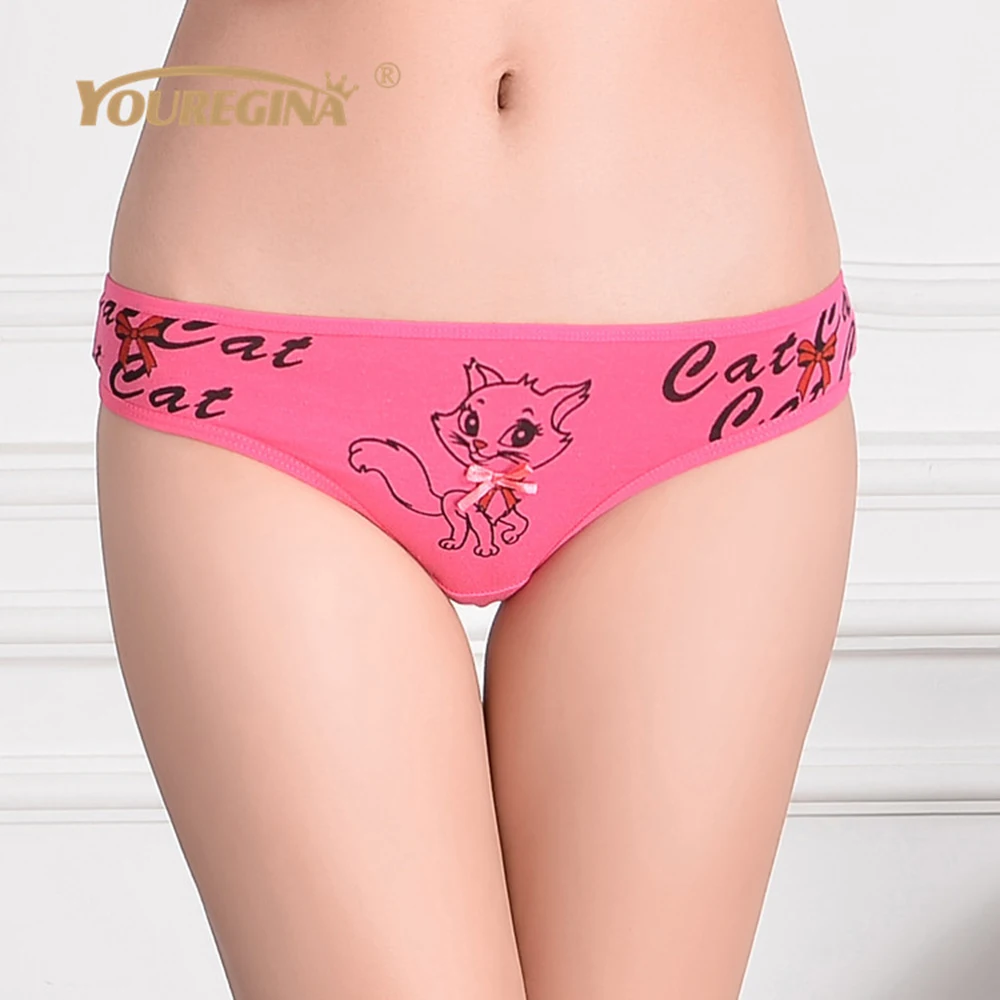 YOUREGINA Cotton Panties Women Underwear Thongs and G Strings Kawaii Cute Panties Tanga Women Lingerie Panty for Ladies 5pcs/set