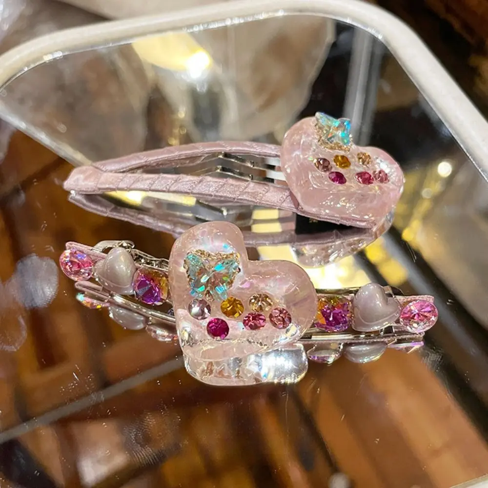 Заколка для волос из ацетата в стиле ретро, заколка для волос BB, заколка для челки, заколка со стразами, заколка-бабочка, заколка для волос в форме сердца, ежедневная