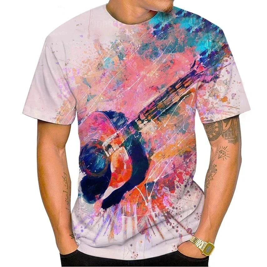 

3D Printed New Hot Violin Quick Drying Breathable Sport Men's Plus Size Round Neck T-shirt Camiseta Deportiva Hombre