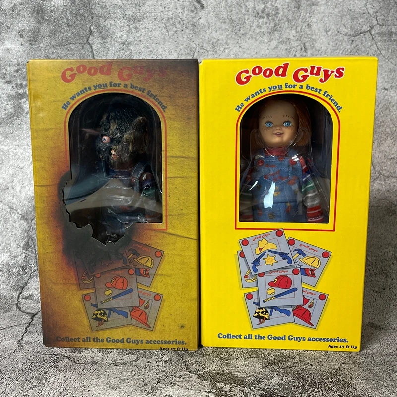 Hot Original Neca Good Guys Figure Burnt Chucky Real Clothes Horror Doll Action Figure Model Collecting Toys Doll Boy Gift Fans