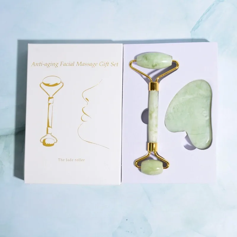 

100% Natural Jade Surface Roller Double-sided Massage Roller Stimulates Blood Flow Relieves Pressure Reduces Signs of Aging