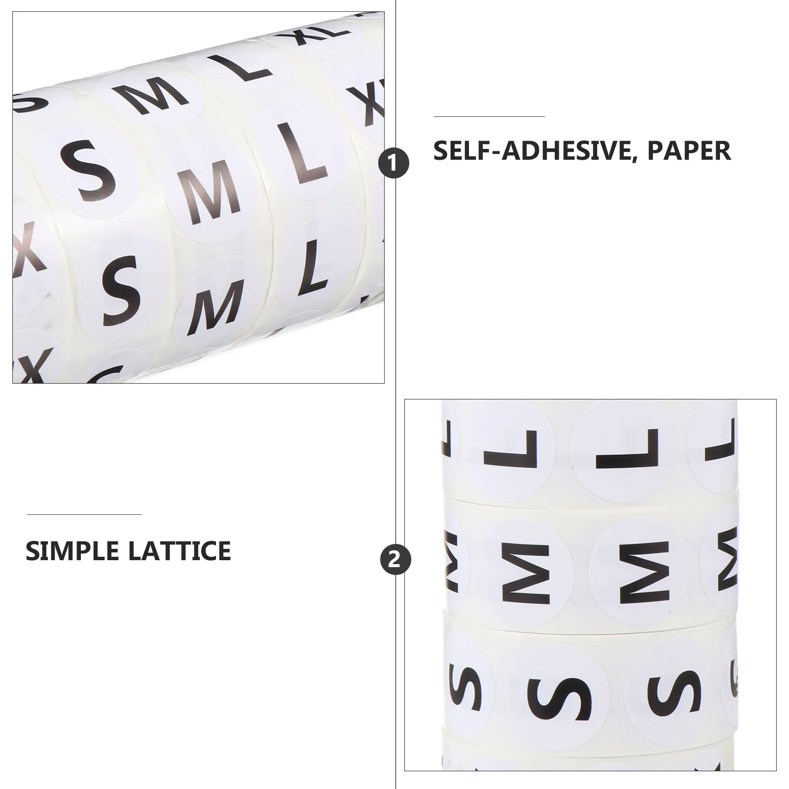 3500Pcs T-Shirt Size Stickers Round Self-Adhesive Clothing Labels 7 Sizes Xs to Xxxl Modern Design White Base Black Font Fast