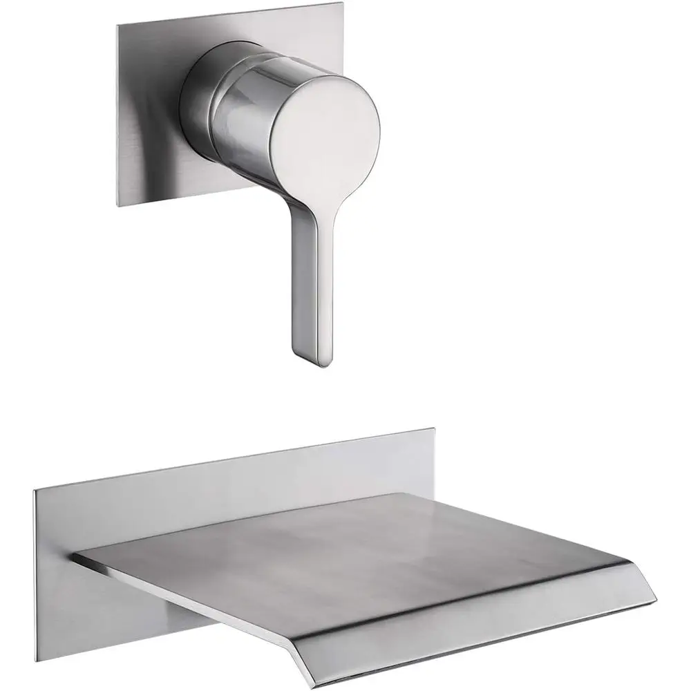 

Настенный смеситель для ванны из матовой никелированной латуни с одним рычагом и клапаном, высокопроизводительный