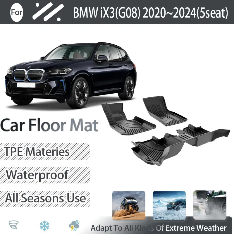 

Car Mats For BMW iX3 G08 2020 2021 2022 2023 2024 LHD Dirt-resistant Pads Foot Carpets Floor Covers TPE Mud Set Auto Accessories