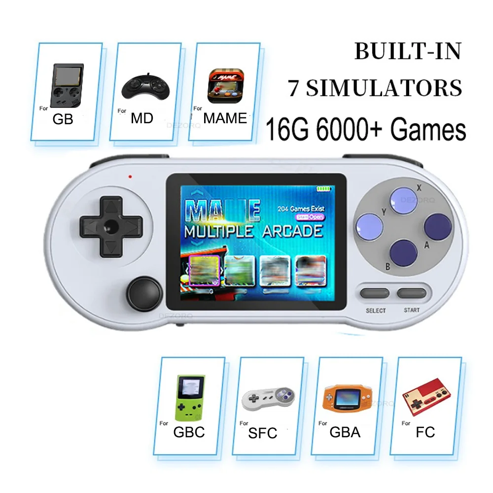 SF2000 Портативный Ручной игровой плеер, видеоигры 16G 6000 игр, 3-дюймовый мини ретро консоль эмулятор с поддержкой беспроводного контроллера