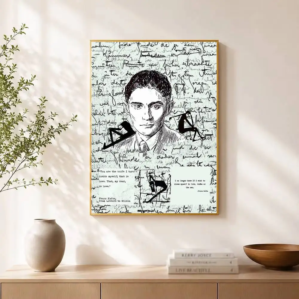 Abstract Surreal F-Franz Kafka Poster Waterproof Wall Art Sticker For Bar Living Room Vintage Decor High Quality Print Gift
