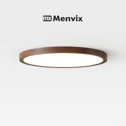 Modern LED Ceiling Light Circular Ultrathin Wood Grain Walnut Decorative Light Bedroom Dining Room Living Room Indoor Home Light
