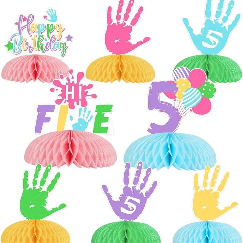 

5th Birthday Party Honeycomb Decor Set Colorful Theme Spiral Honeycomb Ornaments DIY Thanksgiving,Weddings,anniversaries,Parties