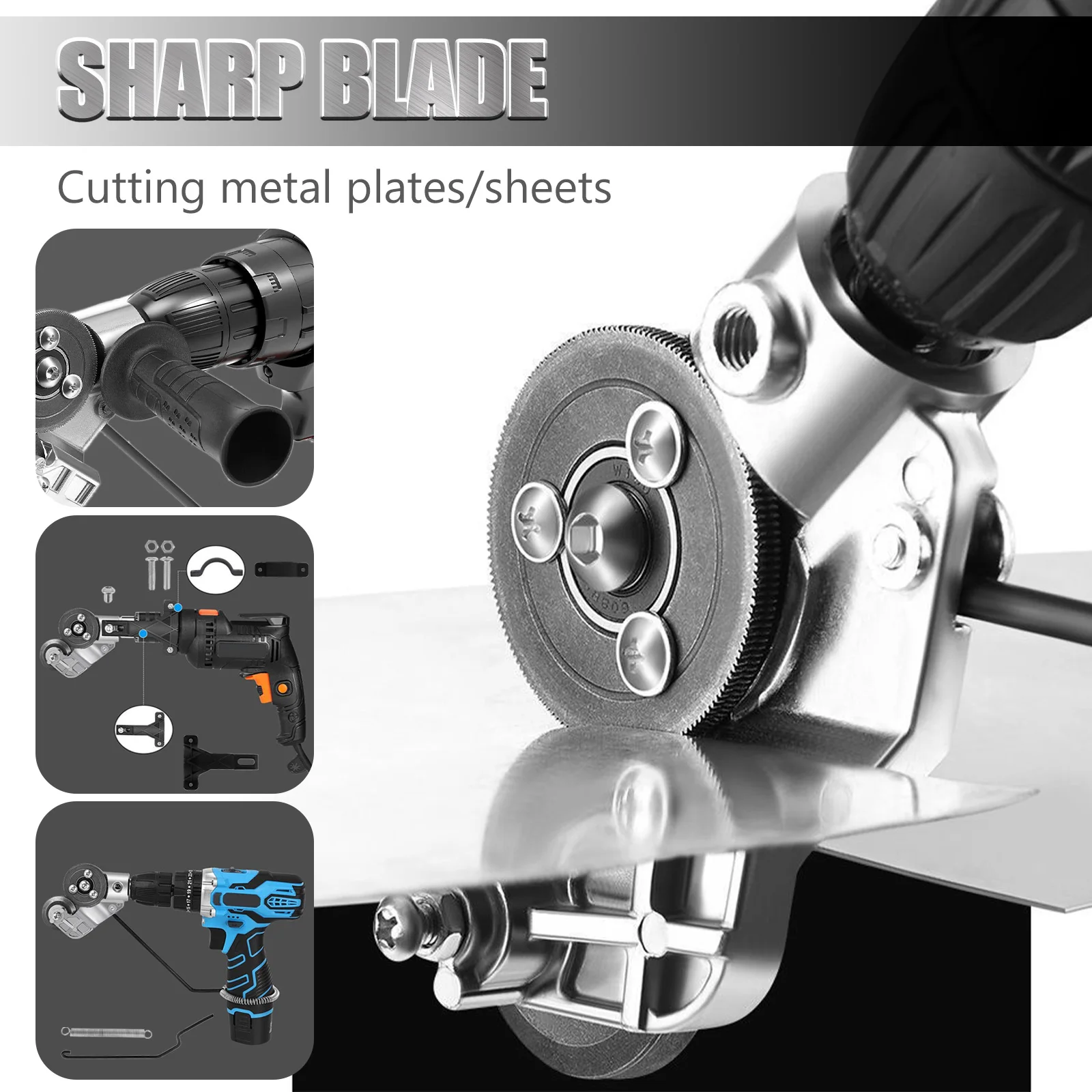 Electric Drill Plate Cutter Sharp Wear Resistant Free Cutting Tool Plate Punch Shears Drill Attachment For Metal Sheet Cutter