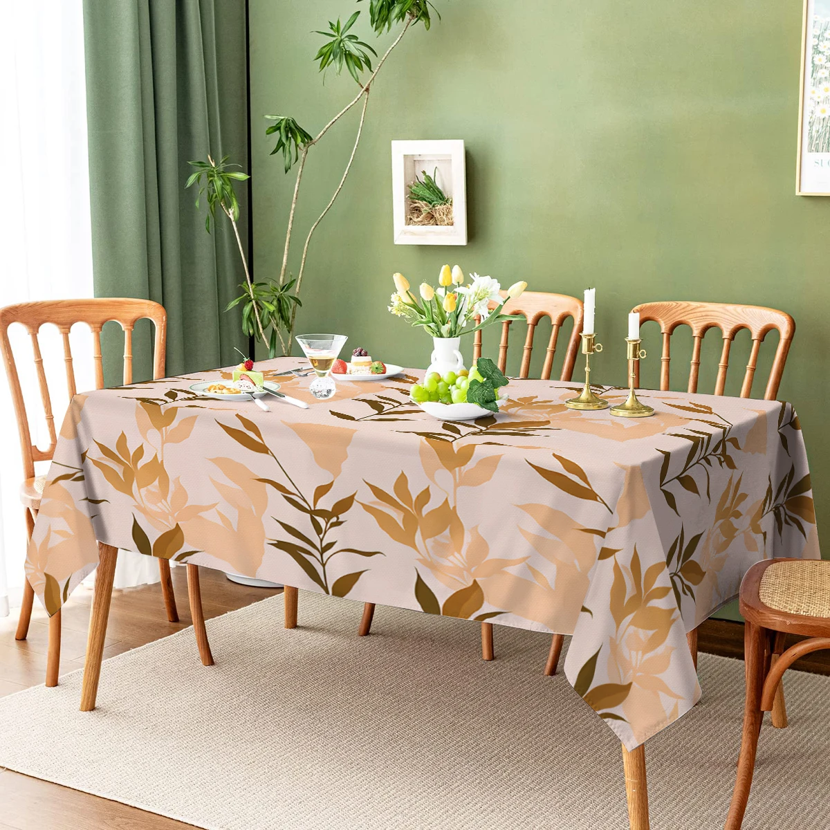 Abstract Leaf Pot Waterproof Party Tablecloth Rectangle for Birthday Restaurant Wedding  Decoration Kitchen Living Room Decor