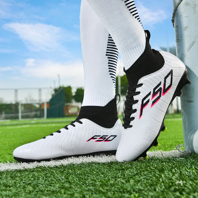 

Профессиональные тренировочные прочные футбольные бутсы, противоскользящие футбольные бутсы для уличной травы, мужские футбольные бутсы высшего качества с высоким берцем