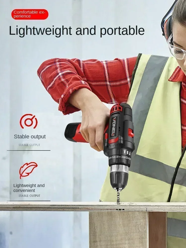 Professional Lithium-ion Cordless Electric Screwdriver with Impact Function and Multiple Accessories