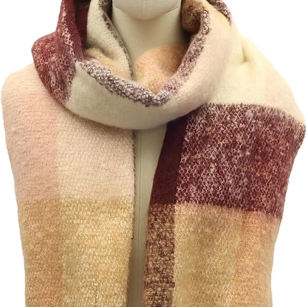 طقم وشاح نسائي منسوج وقبعة بوم - علبة هدية