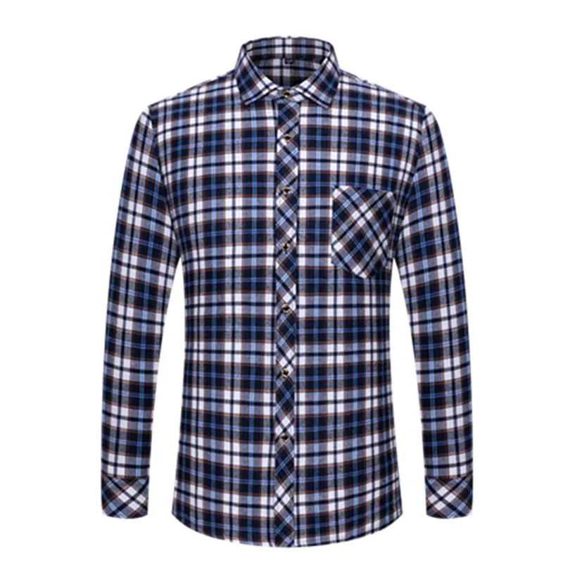 2025 New Men\'s Plaid Shirts Long Sleeve Checked Shirt Formal Fashion Thin Soft Classic Basic Casual Male Clothing 3XL 4XL