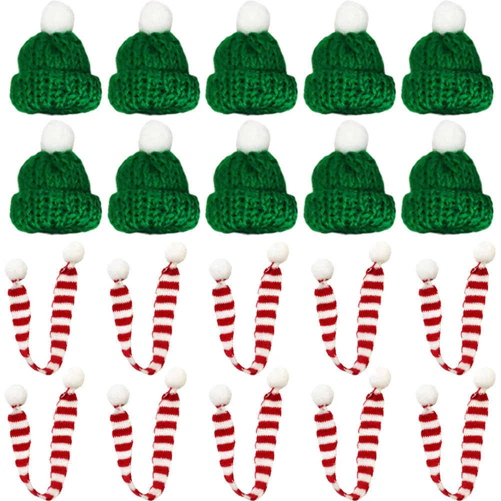 

20 Pcs Christmas Party Decoration Mini Hat Scarf Bottle Cap Miniature Xmas