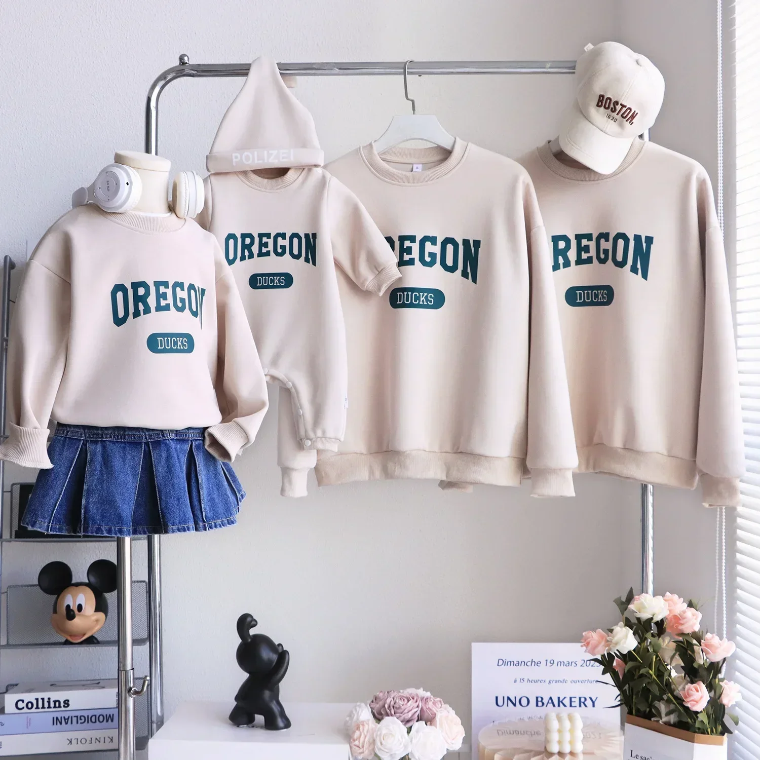 Autumn Winter Sweatshirts for The Whole Family Matching Clothes Dad Mom and Son Daughter Warm Long Sleeve Tops Newborn Bodysuit