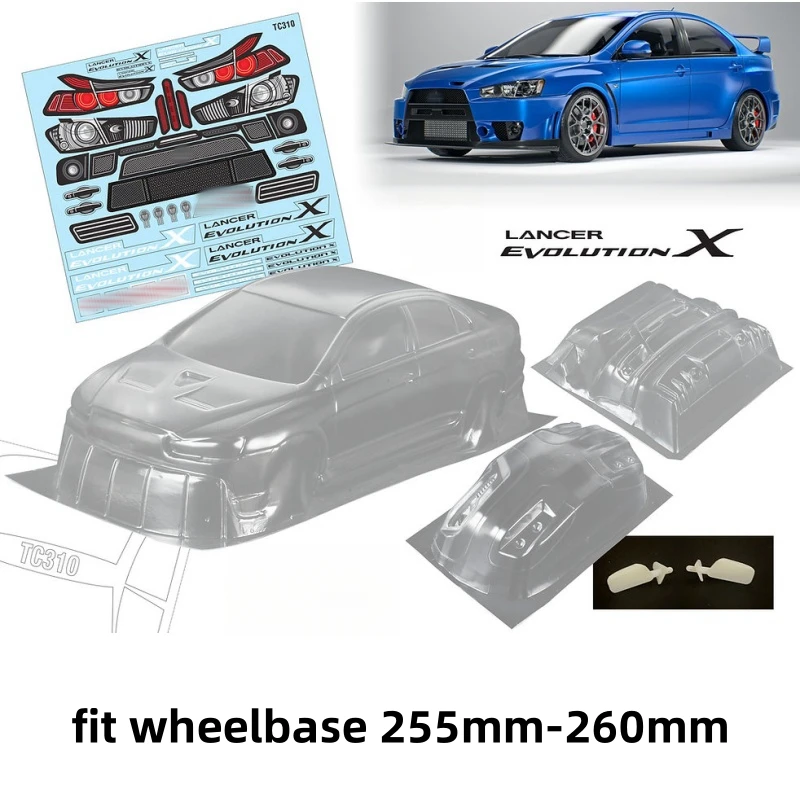 

1/10 Lancer Evcolution X RC Drift Car корпус 195 мм подходит для шасси дорожного автомобиля 255-260 мм колесная база Tamiya Kyosho Yokomo hsp