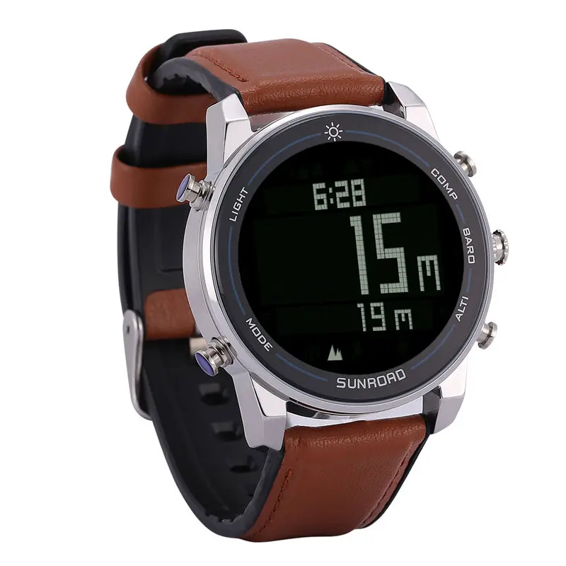 Sunroad Digital Fishing Sports Watch Altimeter Compass Barometer Pedometer Weather Calories 10ATM Waterproof Alarm Clock FR86N