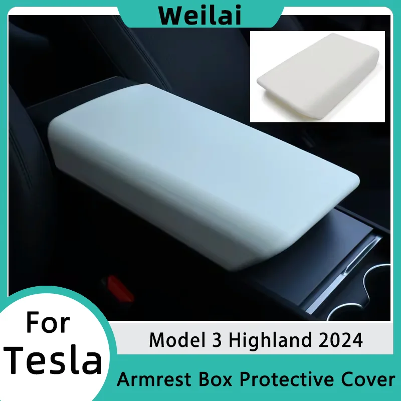 

For Tesla Model 3 Highland 2024 Central Control Armrest Box Protective Cover TPE Soft Case Interior Decoration Car Accessories