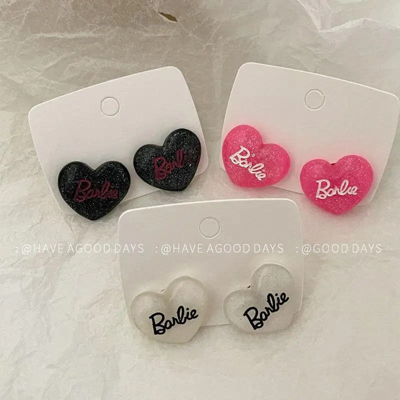 Miniso Series Barbie 925 Sterling Silver Earrings Ear Clip Y2K Girl Pink Kawaii Accessories Fashion Retro Eardrop Girls Gifts