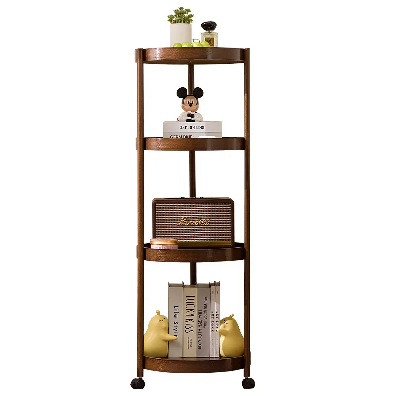 Solid wood mobile coffee table with wheels sofa side table bedside table living room snack