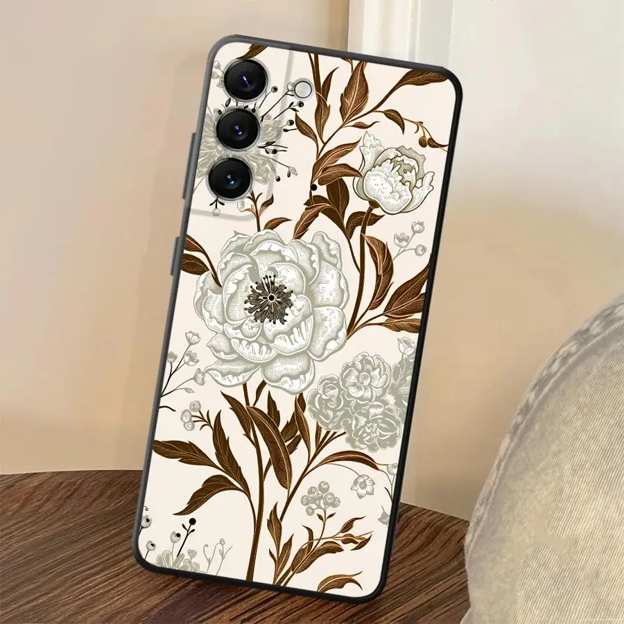 White Flower Art Case for Samsung Galaxy A25 A16 A51 A57 A15 A73 A06 A37 A05 A23 Phone Cover A12 A53 A50 A41 A52 A36 A70 A13 A17