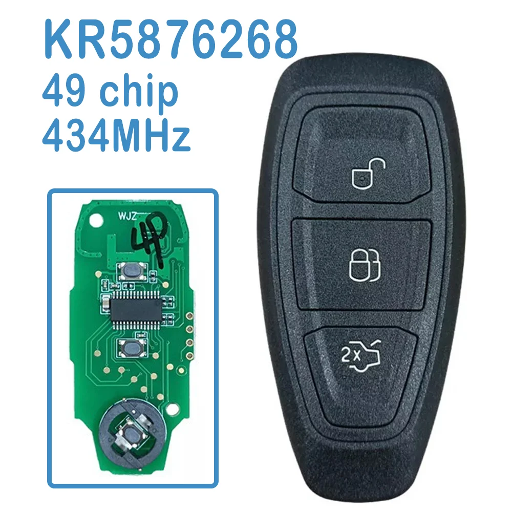 

KR5876268 Auto Smart Remote 434MHz 2+1 Buttons ID49 PCF7953 Chip Replace Car Key For Ford C-Max Focus Mondeo Kuga Fiesta 14-18