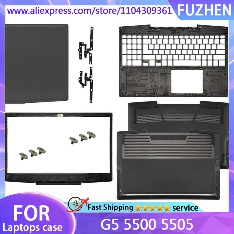 New Cover For G5 5500 5505 LCD Rear Cover Front Frame Palm Bottom Cover Hinge Black