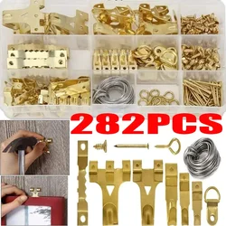 282Pcs Picture Hanging Kit Metal Photo Hook Photo Frame Hanging Mounting Accessories Multi-purpose Clock Wall Drawing Hanger