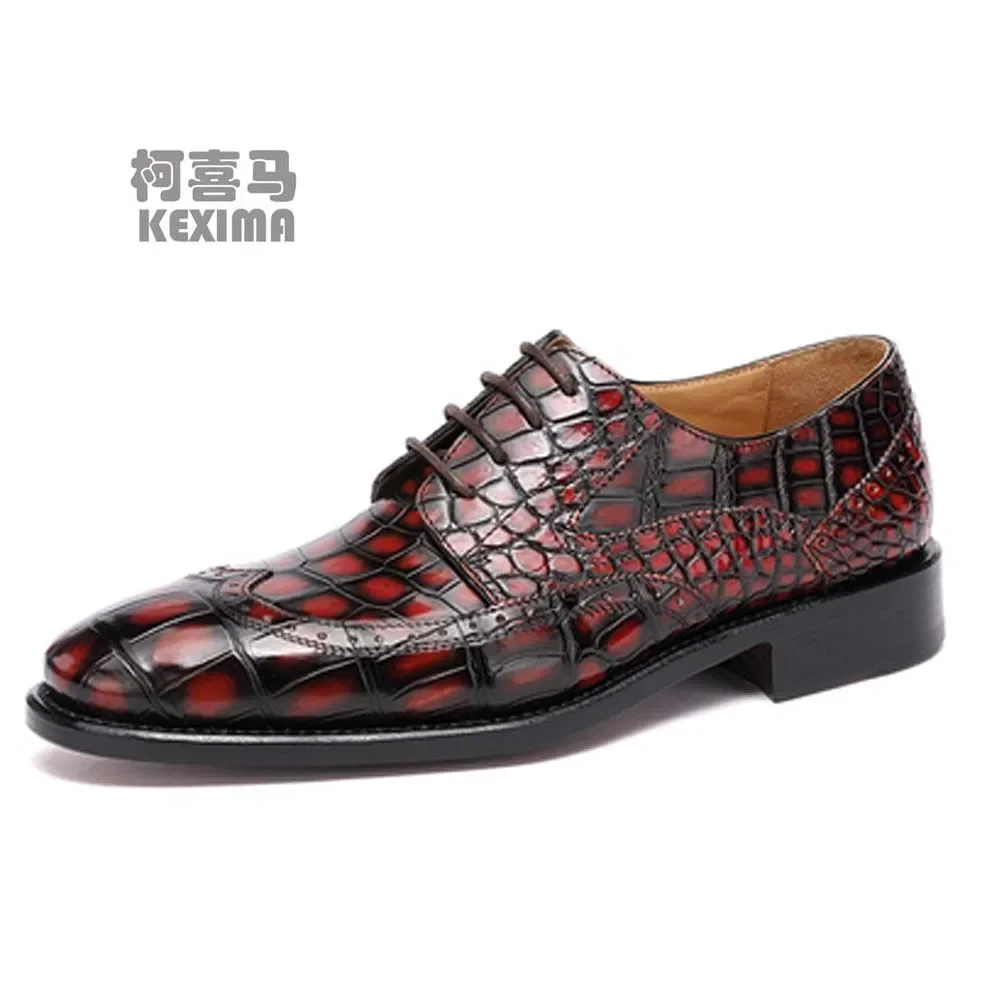 hulangzhishi  men crocodile leather shoes  business men formal  brush color  for male