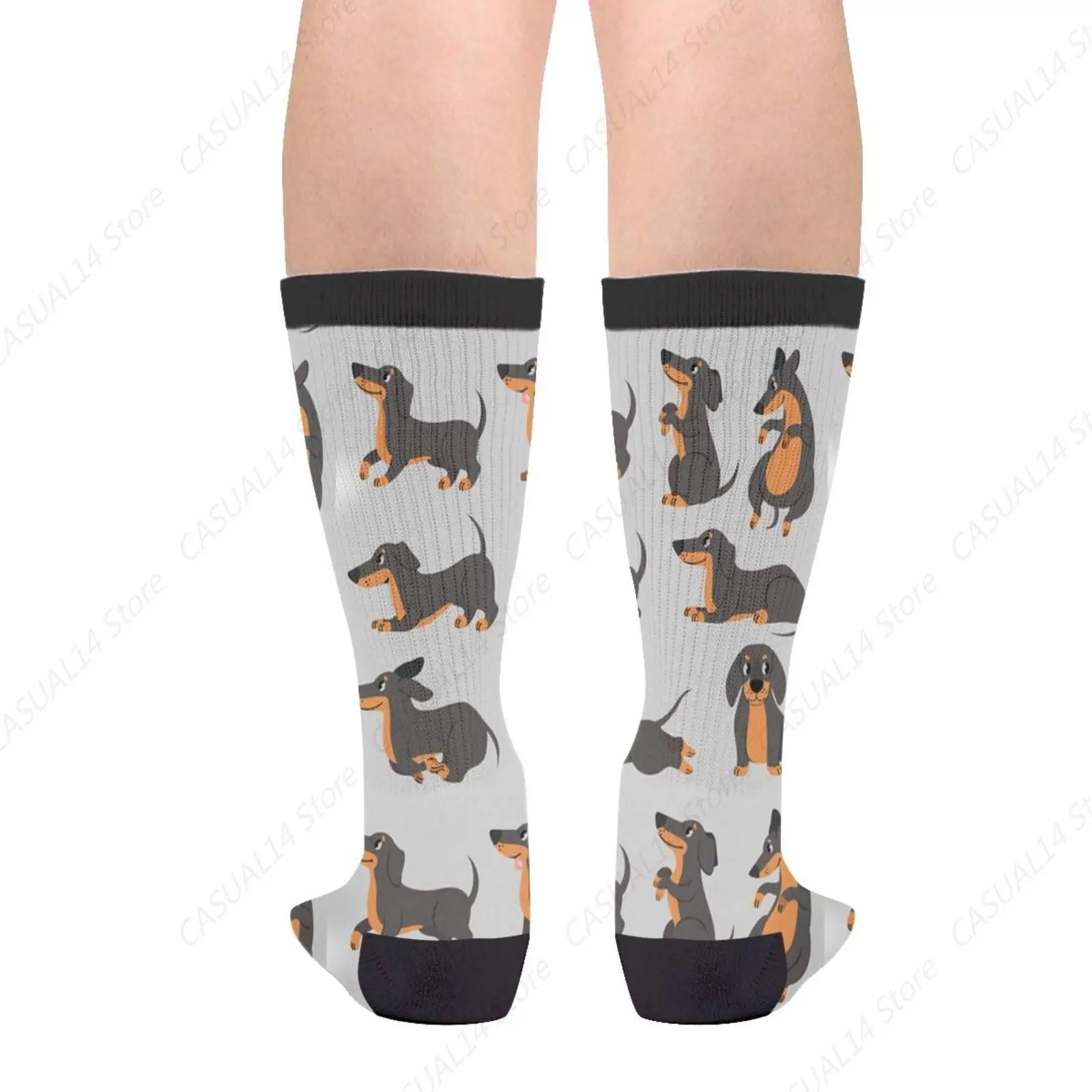 Dachshund Dog Cute Novelty Fun Crew Socks Fashion Comfortable Men And Women Crazy Dress Socks One Size