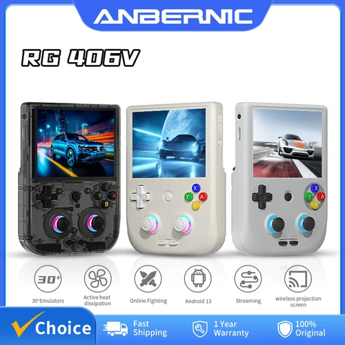 ANBERNIC RG 406V consola de juegos portátil Android RGB luz 3D Hall Joystick 5500mAh 5G WIFI RG406V reproductor de videojuegos portátil