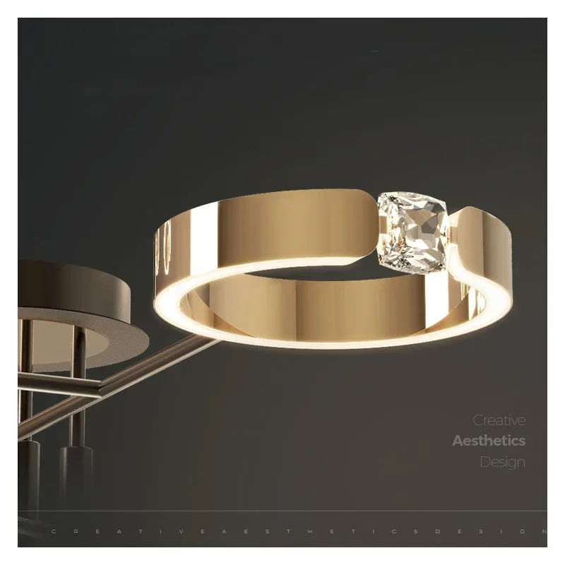 Nordic lamps hall crystal chandelier living room  simple restaurant post-modern light luxury diamond ring